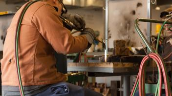 Students Welding at Western Center for Agricultural Equipment at Biological and Agircultural Engineering UC Davis