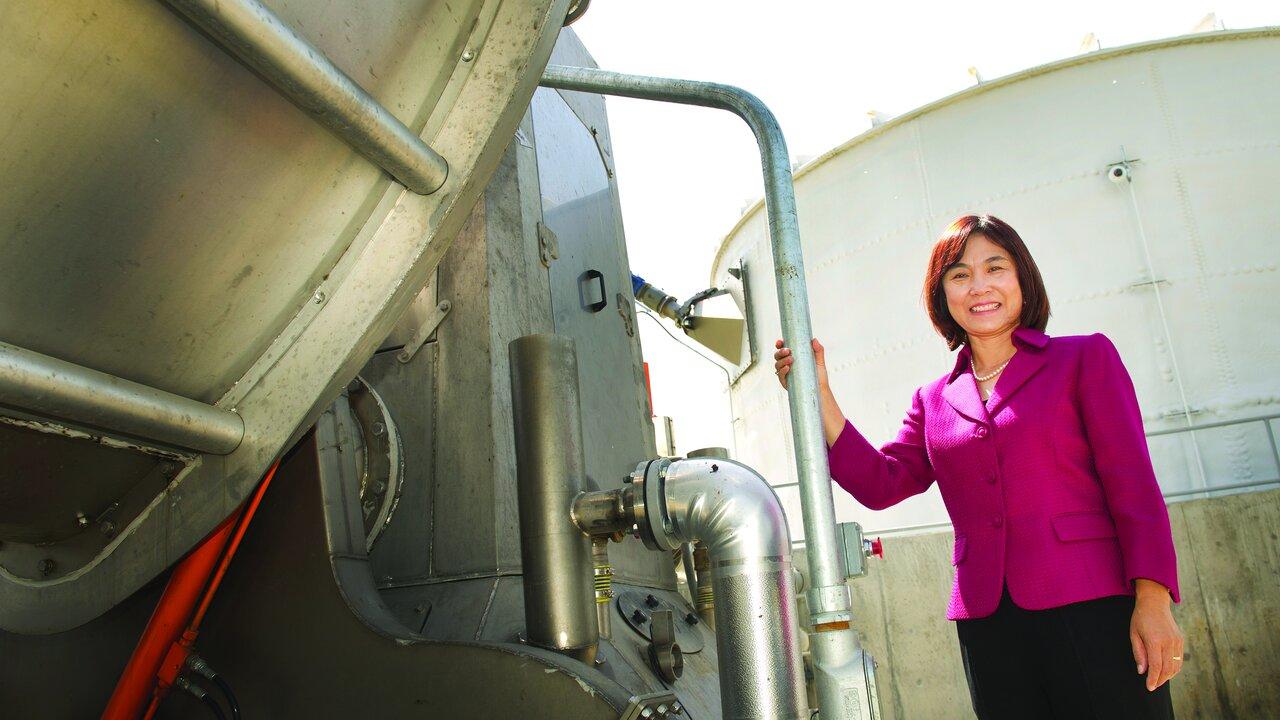 Professor Ruihong Zhang. Her new research looks to microbes like algae and fungi as new, sustainable sources of food. (Gregory Urquiaga/UC Davis) uc davis biological agricultural engineering algae fungi protein food