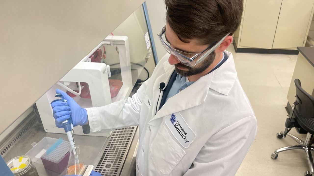 Tyler Barzee in a lab